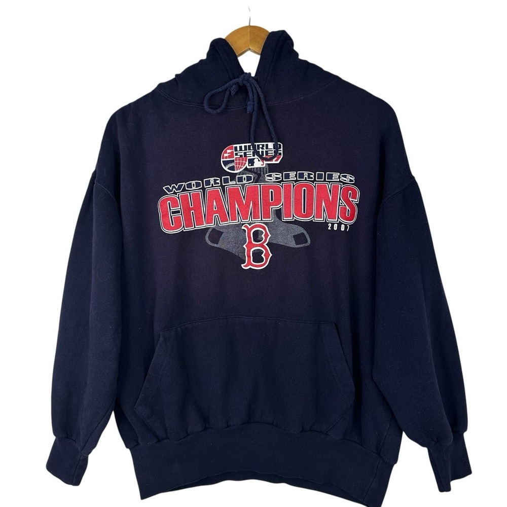 Boston Red‎ Sox World Series Champions 2007 Hoodie Jon Lauren Men's L Navy